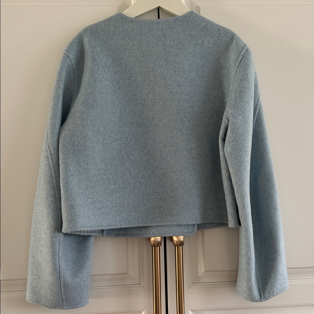 Banana Republic Wool cropped boxy jacket in Sea Glass Heather Blue. NWT fits XS* - Picture 5 of 13